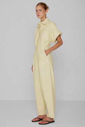 REMAIN Marlo Leather Jumpsuit - Wax Yellow