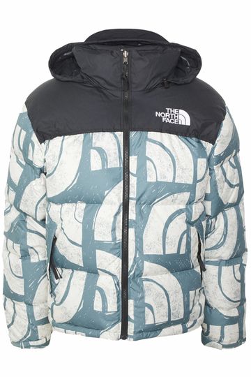 The North Face Printed 1996 Retro Nuptse Jacket (Goblin Blue Woodblock Half Dome Print)