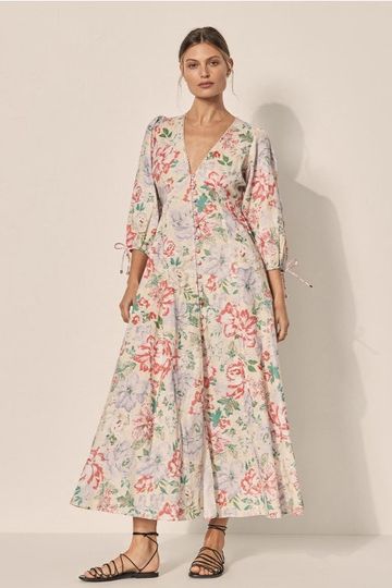 KIVARI - WATSON BUTTON UP MAXI DRESS - LARGE FLORAL