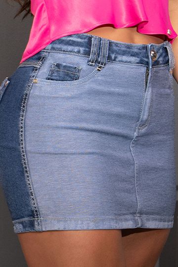 59640 - Sexy shaping bicolor denim mini skirt with butt lift effect