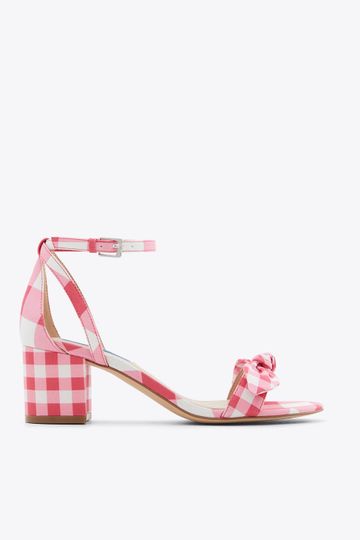 Preston Ankle Strap Heels in Pink Gingham