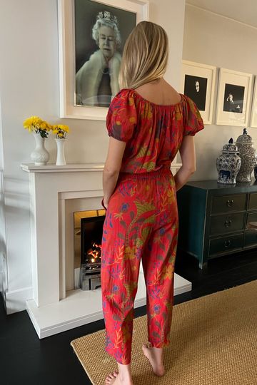 A Piece Of Emma Jones 14. Velvet Nadalia Jumpsuit in Red.