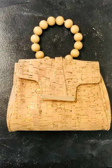 Alessia Bianchi Cork Clutch Crossbody - Beaded Handle