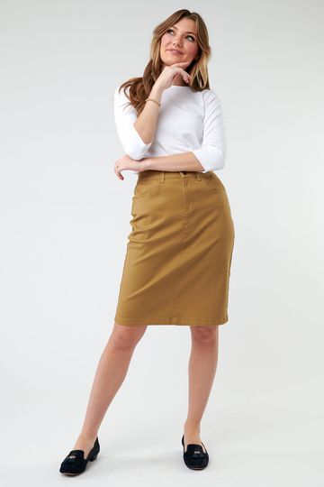 Beginnings Cotton Pencil Skirt-Mustard