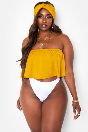 Maya Strapless Ruffle Swim Top - Mustard