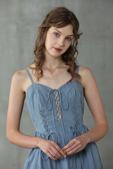 Wild Hyacinth 33 | Corset Linen Dress in DodgerBlue