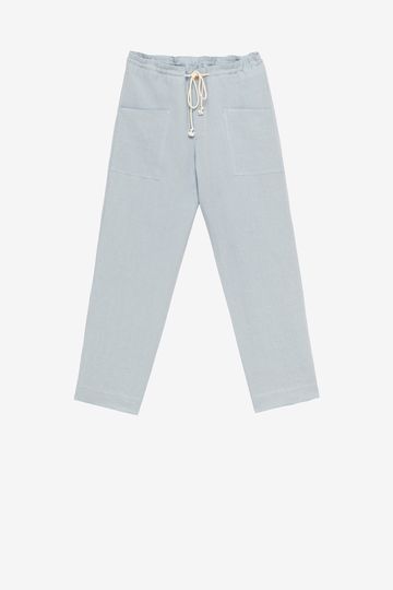 Patch pant in cloud blue linen