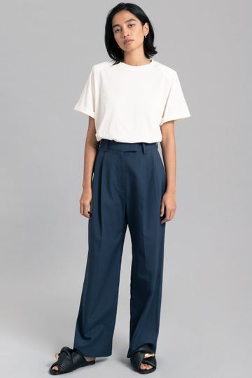Georgina Wool Blend Pants - Navy