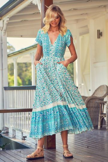 Jaase Maxi Dress Carmen in Oceania Print