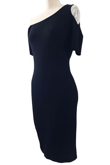 Helmut Lang Black Knit Exposed Shoulder Mini Dress