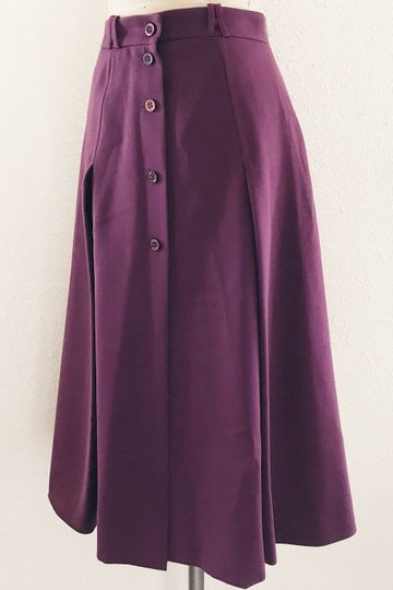 Vintage Alan Austin Purple Gabardine Pleated Skirt