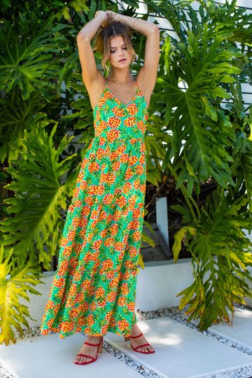 Tropical Print Maxi Dress