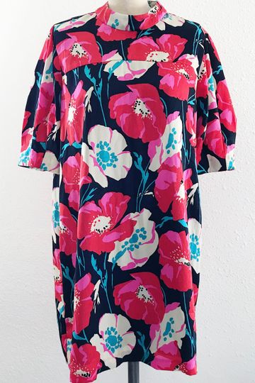 Zara Satin Floral Mock Neck Retro Blouse
