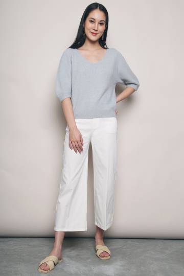 Noni Fuzzy Knit Blouse Sky