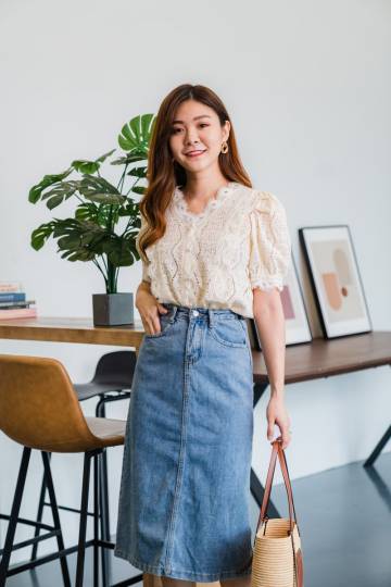 Katherine Lace Top In Cream