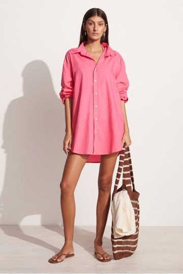 FAITHFULL THE BRAND - VEGA SHIRT DRESS - PINK