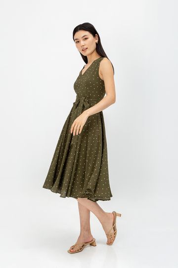 FLYNN POLKADOT MIDI SWING DRESS