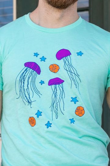 30% OFF AFTER CODE  Provincetown Mint Green Floating Jellyfish Tee (Sizes S & M Available)