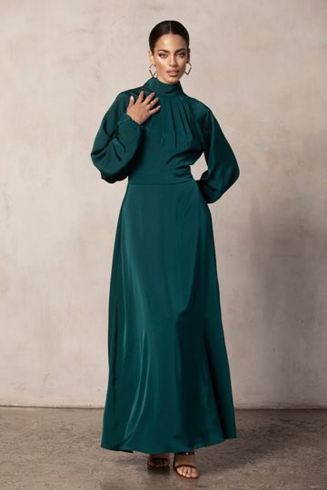 Luna Balloon Sleeve Maxi Dress - Emerald