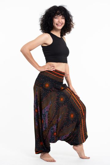 Peacock Eye Jumpsuit Harem Pants in Black