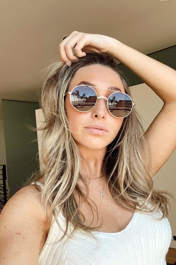 Cali Brown and Gold Round Sunglasses