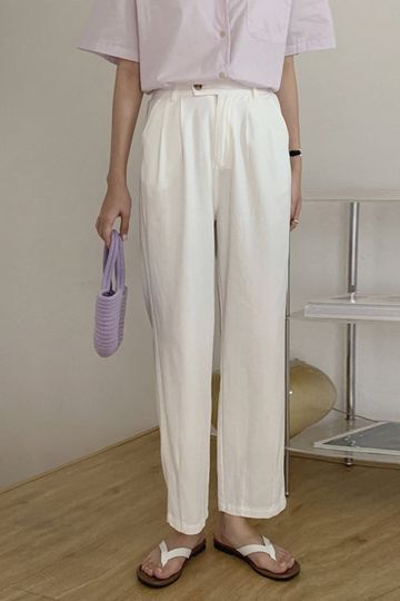 [Korean Style] 4 Colors High Waist Solid Casual Pants