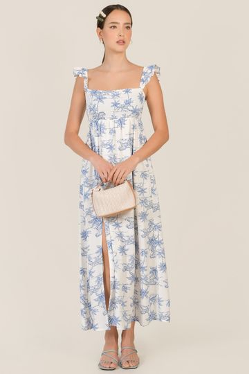 Tullerie Toile Print Smocked Maxi - French Blue