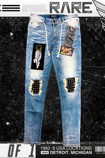 1/1 Size Up RAGE AGAINST SYSTEM Custom STRETCH DENIM JEANS *LIMITED*