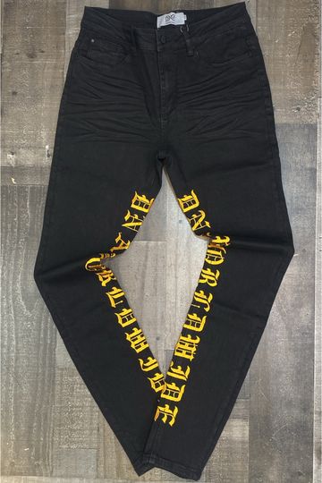 DNA Premium Wear - old english writing denim jeans (yellow)