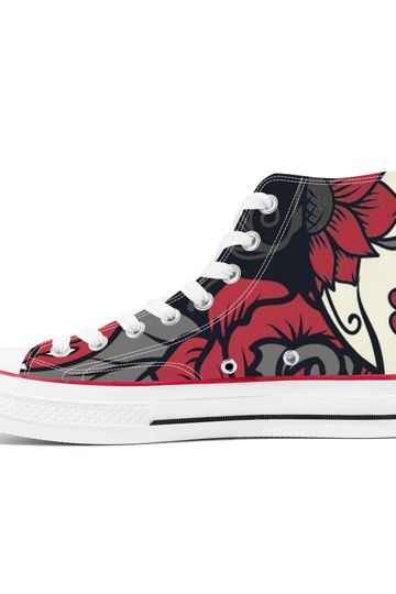 SIZE UP High Top CUSTOM SKULLED UP RED Shoe