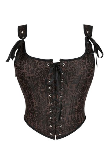 Atomic Brown Lace-Up Front Corset Top