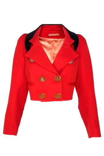 Vivienne Westwood Red Barathea Cropped Jacket, "Dressing Up" AW91/92, US 4