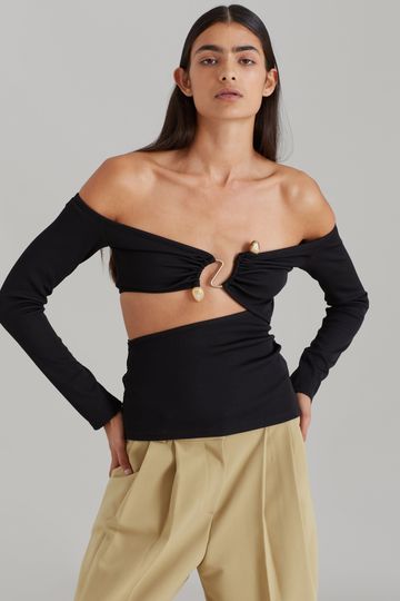 Christopher Esber Distorted Quartz Shoulder-less Top - Black/Yellow