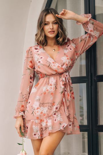Boulders Beach Puff Sleeve V-neck Ruffle Dress