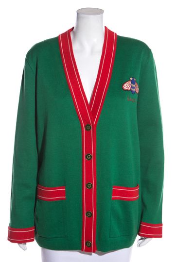 Gucci Green Fly Patch Cardigan SZ L