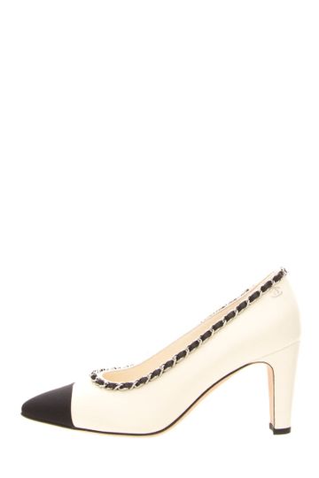 Chanel White Chain Link Heels SZ 37