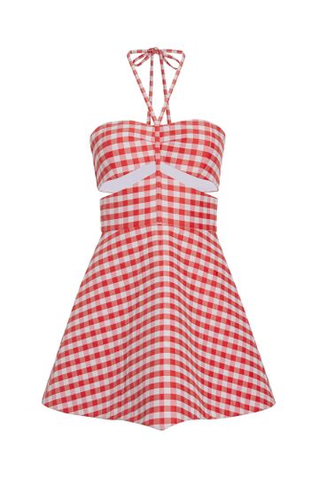 Swim Mini Dress - Red Gingham
