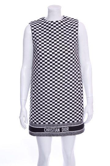 Christian Dior Black & White Sleeveless Checkered Mini Dress
