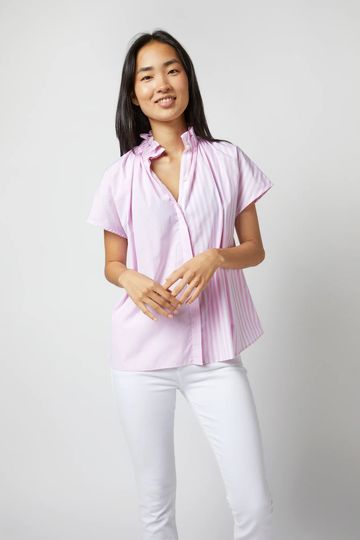 Atelier Kami Top - Pink Mixed Stripe Poplin