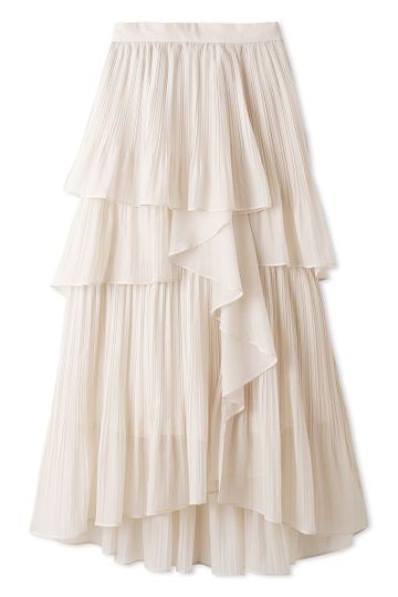 High-Waist Tiered Pleated Midi Skirt
