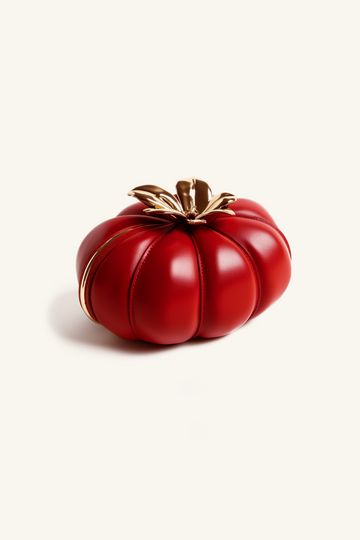 Lily Tomato Shape Metal Structure Clutch - Red