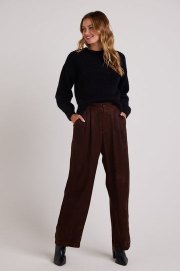 Pleat Front Trouser - Mahogany Brown