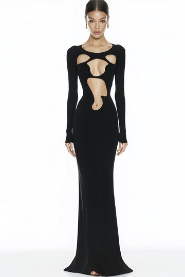 Ava Cutout Bodycon Gown - Black