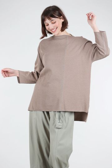 Striped Ash Top, Rose/Chocolate