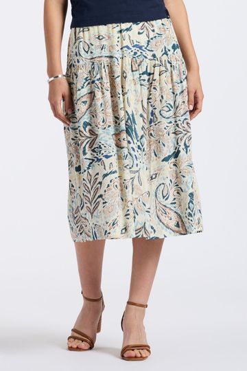 Lupita Women's Floral Print Tiered Midi Skirt, Paisley - WS0016P