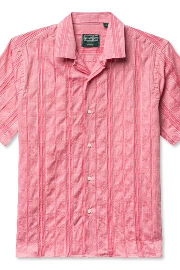 Pink Japanese Dobby Stripe Camp Shirt