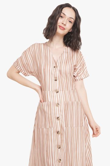 Striped Midi Fit & Flare Dress