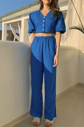 Tulum linen pants (AZURE BLUE)
