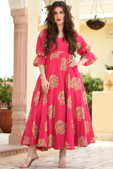 Pink Floral Cotton Dress