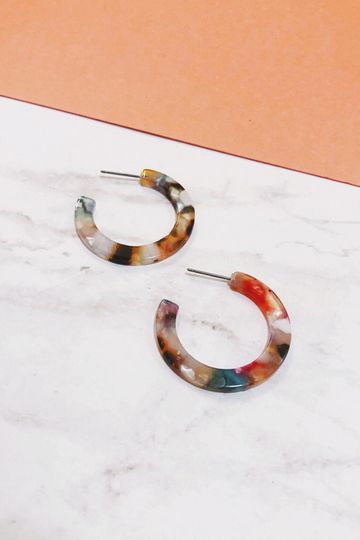 Thick Multi-Color Resin Hoop Earrings